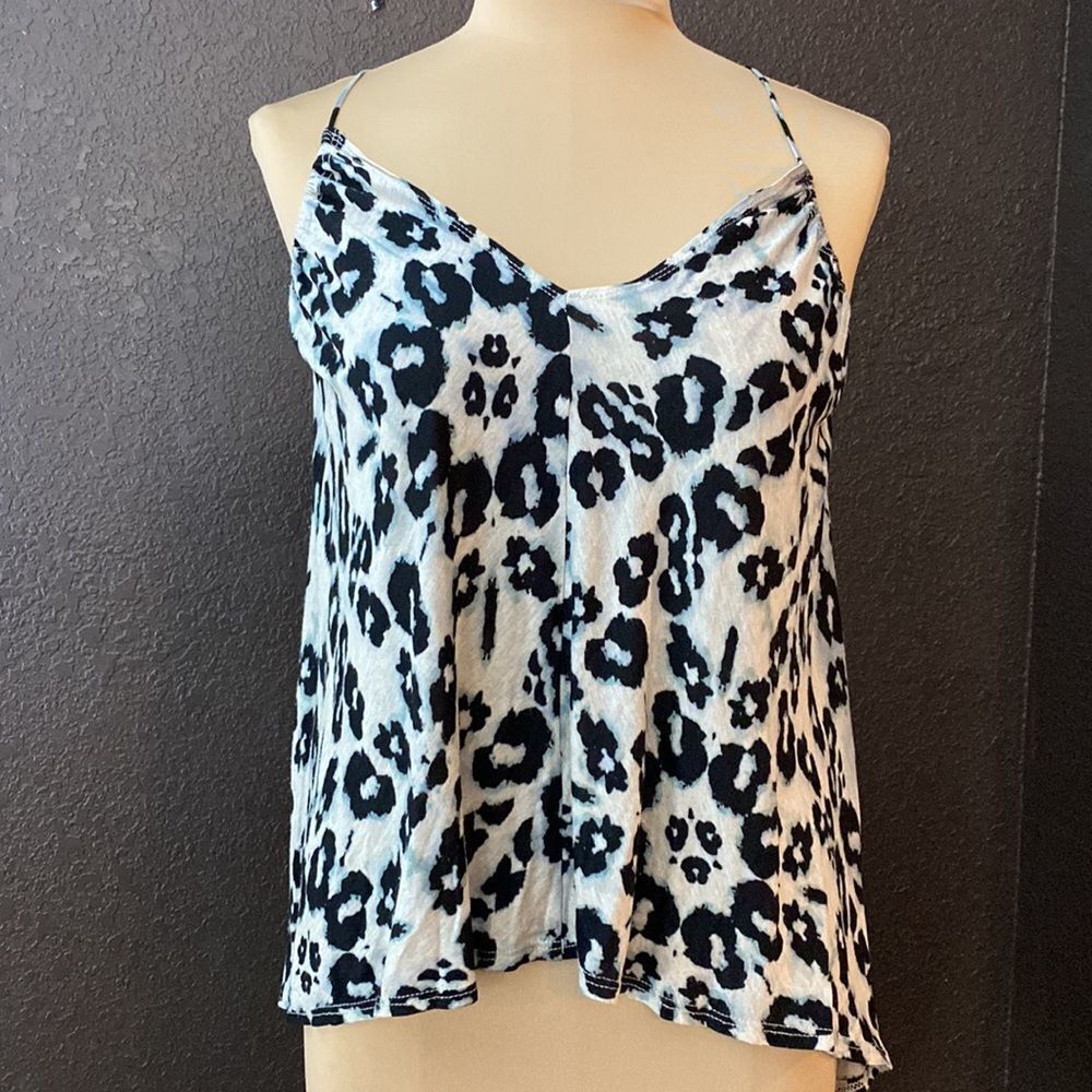 Rebecca taylor soft knit cheetah animal print spaghetti strap cami tank top